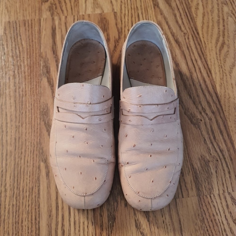 Emporio Armani Ostrich Leather Heeled Loafers Womens Size 35 - Picture 7 of 15